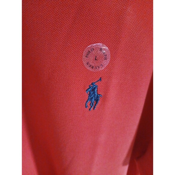 NEW Polo Ralph Lauren Men's Classic-Fit Mesh Polo Shirt Size L Red/Navy Logo - Picture 3 of 10